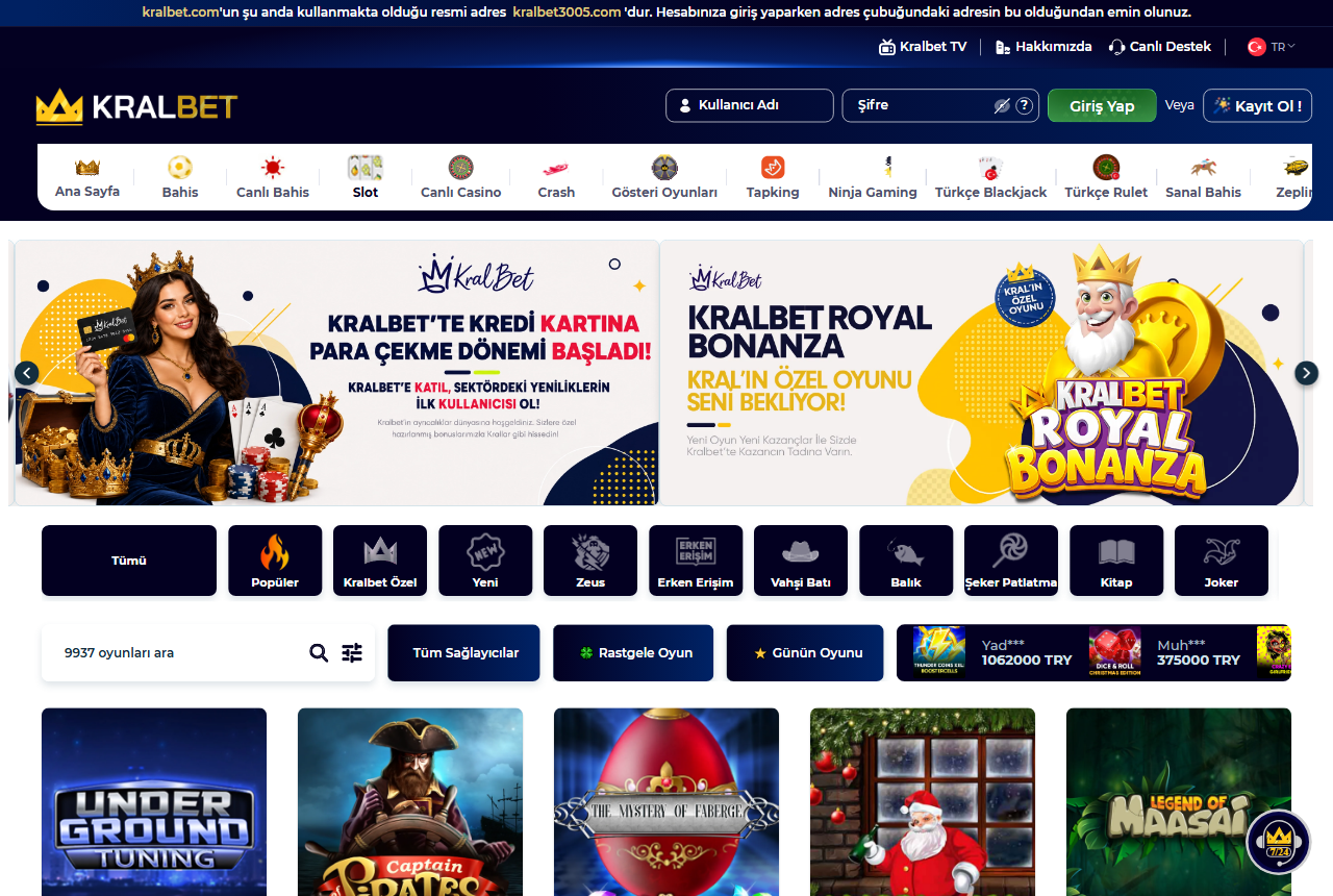 KRALBET oyun kataloğu